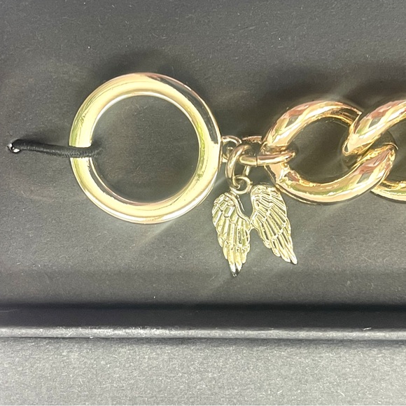 Victoria's Secret Gold Tone Pave Crystal Toggle Angel Bracelet – NIB - Picture 6 of 8